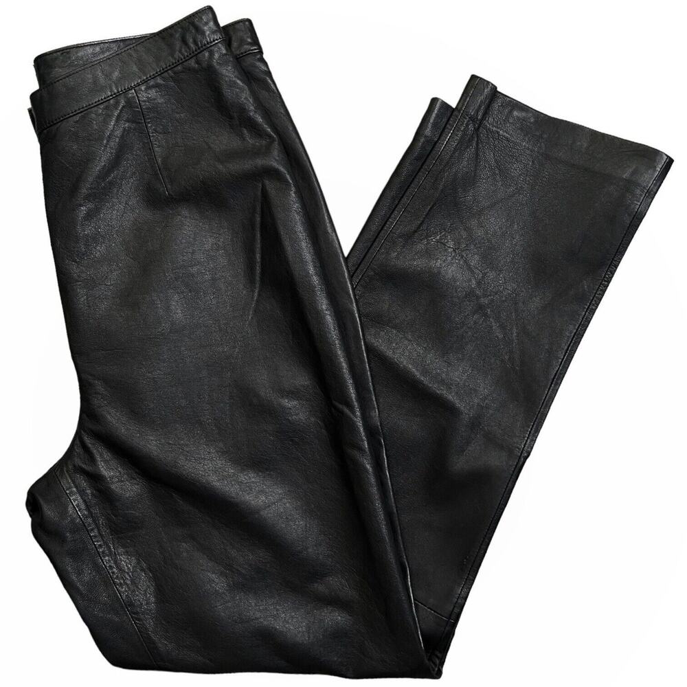 90s Y2K Black Genuine Leather High Rise Pants